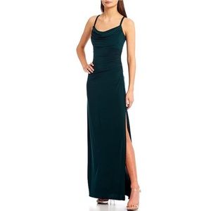 Morgan & Co. Cowl Neck Maxi Dress BLUE
